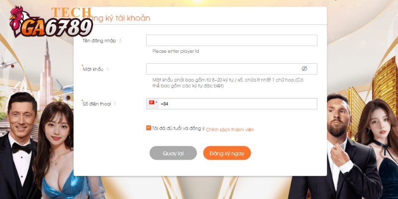 Đăng ký Ga6789 chỉ với 3 bước đơn giản